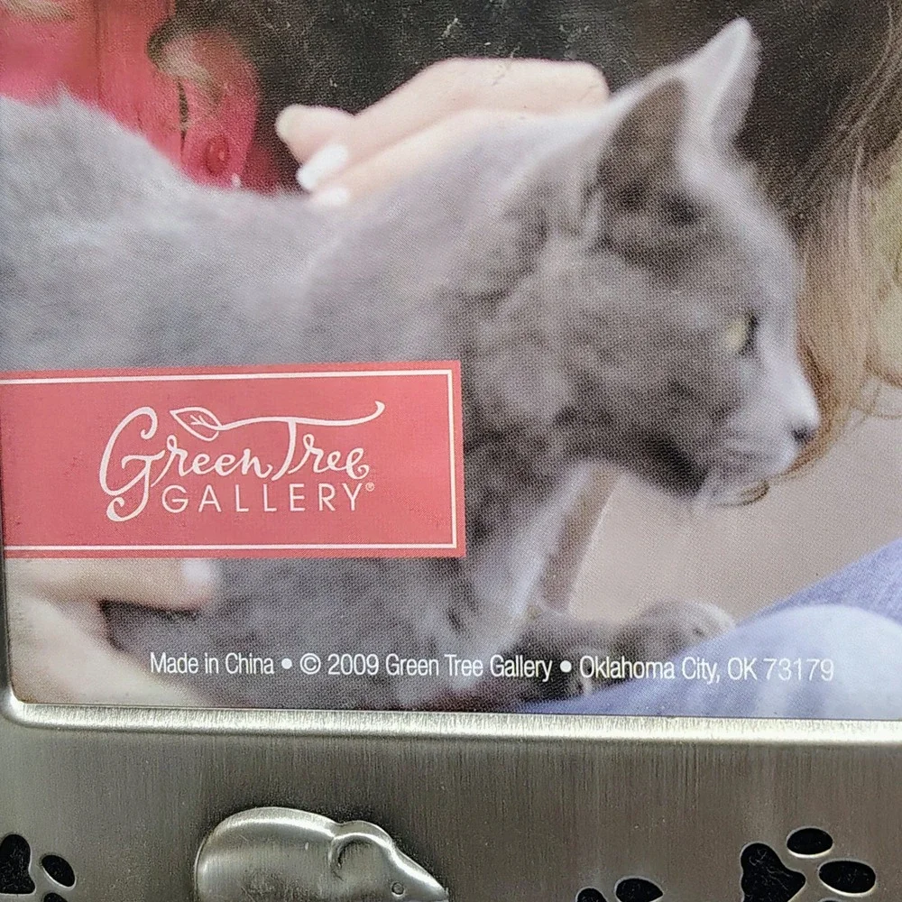 Green Tree Gallery 4x6 Photo Frame Silver Tone Paw Print Mouse‎ Design Desk